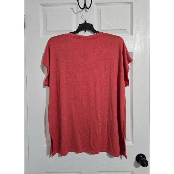 ORVIS Soft T-Shirt Women's Plus Size 2X Coral Pink V-Neck Athleisure - Picture 2 of 13